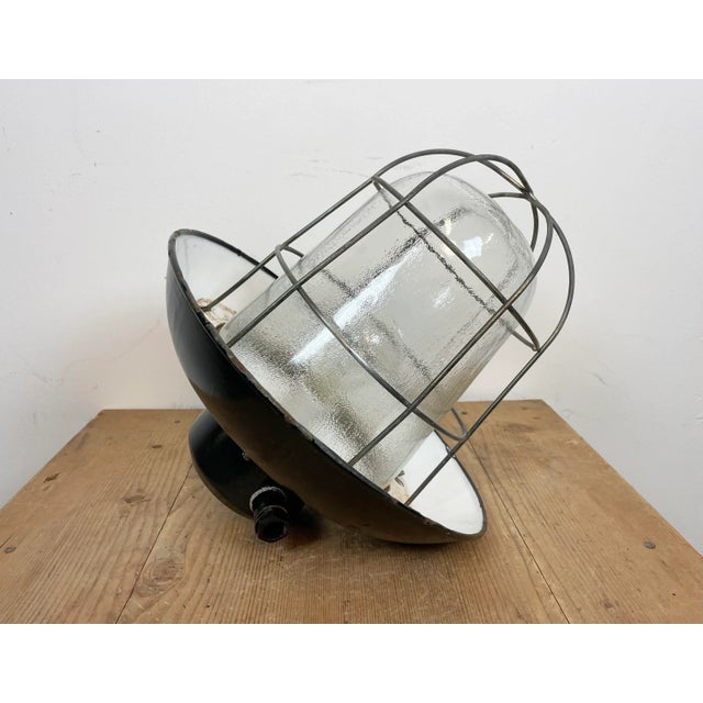 Industrial Black Enamel Factory Hanging Lamp from Elektrosvit, 1960s For Sale - Image 9 of 16