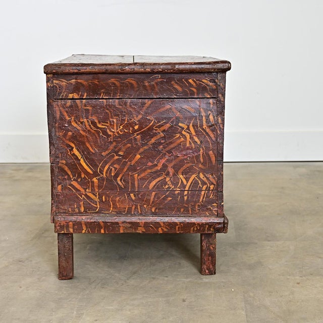 Wood Swedish 19th Century Faux Bois Petite Painted Trunk For Sale - Image 7 of 10
