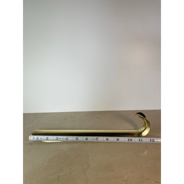 Gold Vintage Minimalist Solid Brass Long-Handled Shoehorn For Sale - Image 8 of 9