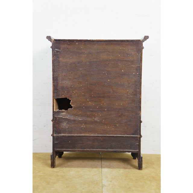 Antique Oak Salesman Sample Mirrored Dollhouse Armoire Wardrobe Cabinet 16" For Sale - Image 9 of 17
