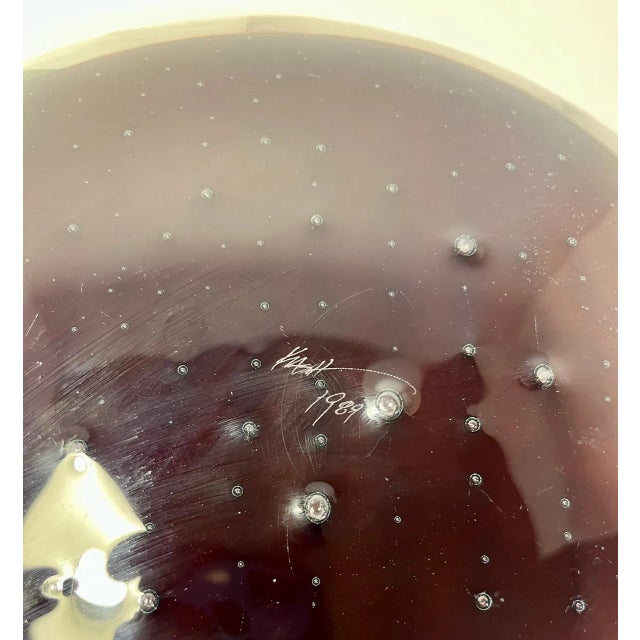 1989 Fused Matte Art Glass Mermaid & Dolphins Platter, Signed For Sale In Los Angeles - Image 6 of 11