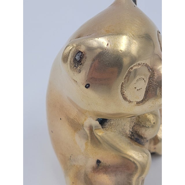 Seated Mid 20th Century Solid Brass Panda Figurine For Sale - Image 10 of 12