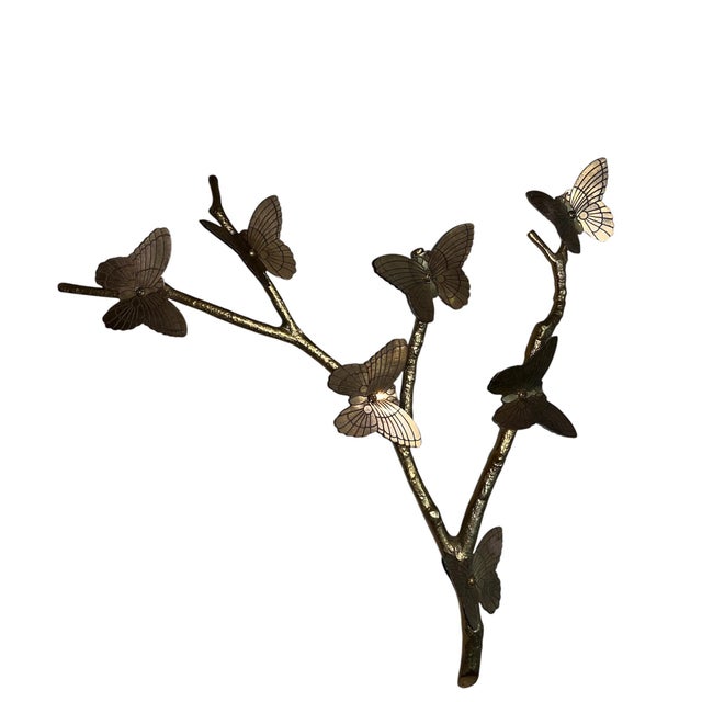 Mid Century Brass Butterfly Branch Wall Decoration M For Sale In Dallas - Image 6 of 9