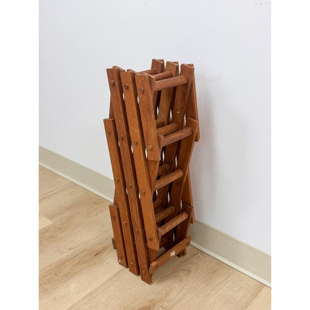 Wood Vintage Danish Modern Collapsible Teak Ten Bottle Wine Rack Danish Modern Bar Piece For Sale - Image 7 of 7