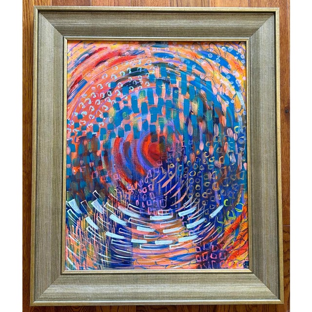 Orange 2021 "Processing" Modern Abstract Acrylic Painting on Canvas, Framed For Sale - Image 8 of 8