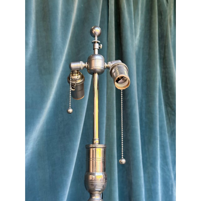 1940s French Nickel-Plated Floor Lamps With Hexagonal Shaped Bases - a Pair For Sale - Image 10 of 18
