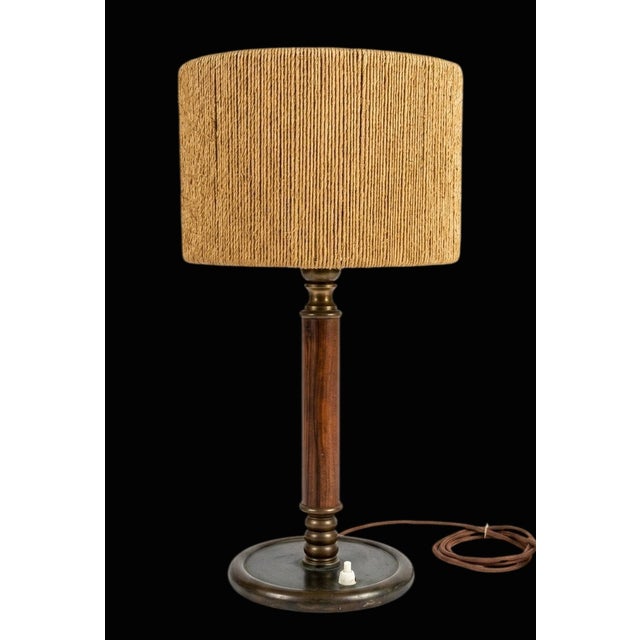 Beige Vintage Danish Table Lamp in Teak, Brass and Rope, 1960s For Sale - Image 8 of 8