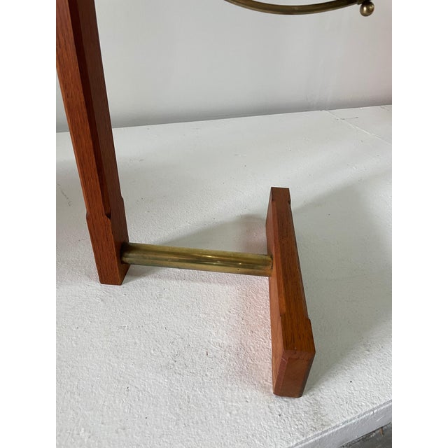 Wood Extremely Rare Cantilevered Style Teak & Brass World Globe For Sale - Image 7 of 18