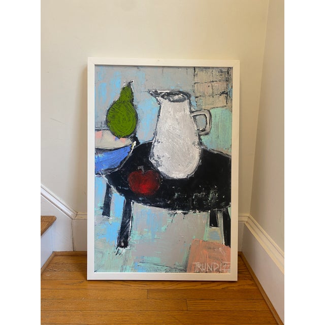 Sarah Trundle Sarah Trundle, Contemporary Abstract Still Life Painting, Framed, "White Pitcher" For Sale - Image 4 of 7