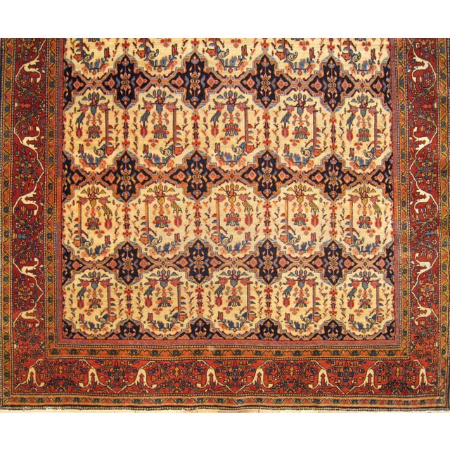Persian Antique Persian Ferahan Sarouk Oriental Carpet, in Small Size with Ivory Circles For Sale - Image 3 of 4
