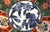 Five Imari shallow bowls are the most delicate and colorful hand painted pieces with gilt, blue, green and white flowers....