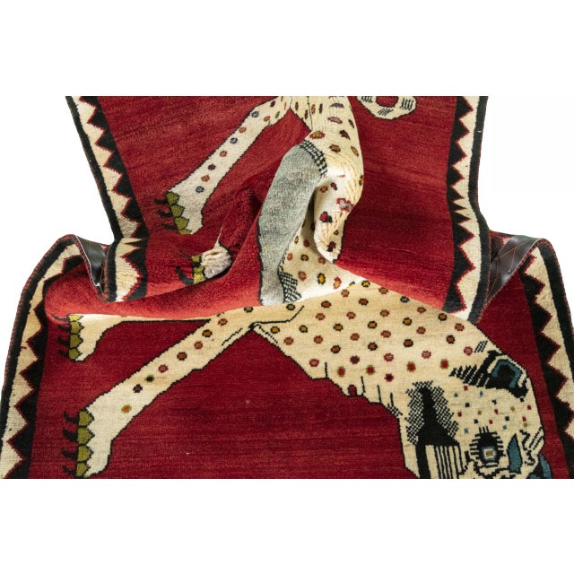 Hand-Knotted Gabbeh Rug with Tiger Motif For Sale - Image 9 of 11