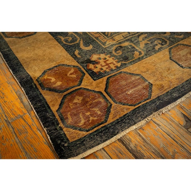 1900s Solid Brown Field Dragon Medallion Antique Chinese Handknotted Wool Rug For Sale - Image 4 of 8