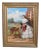 1990s Vintage "Woman Feeding Deer" Framed Oil Painting on Canvas For Sale