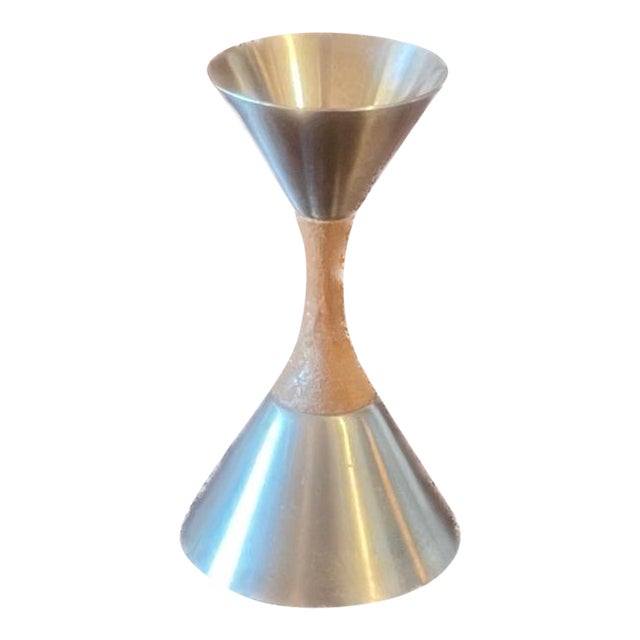 Vintage Mid-Century Modern Arthur Salm Swedish Stainless Steel & Teak Bell For Sale