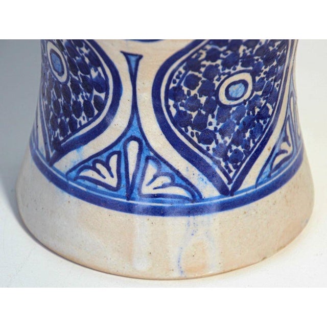 Moroccan Ceramic Blue and White Moorish Jar From Fez 1950s For Sale - Image 11 of 12