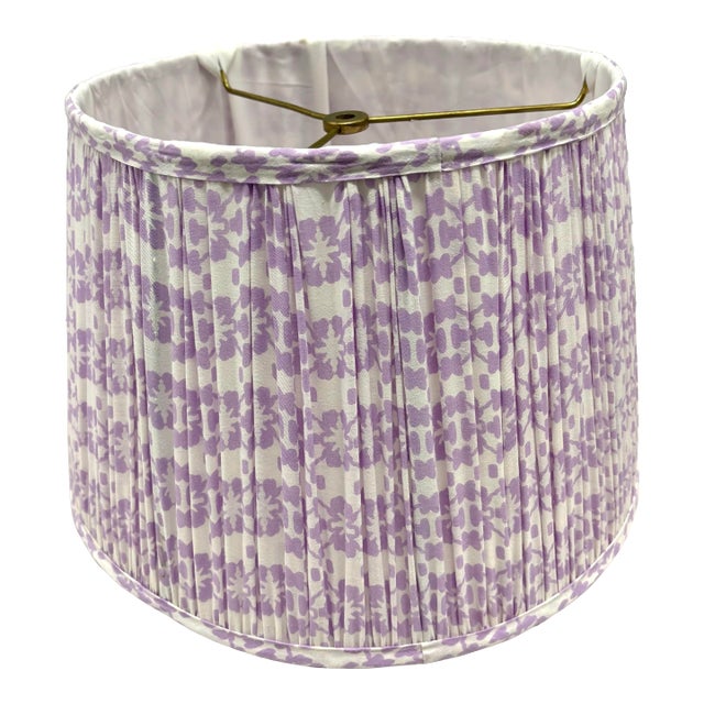 Lilac and White Ikat Silk Pleated Lamp Shade For Sale