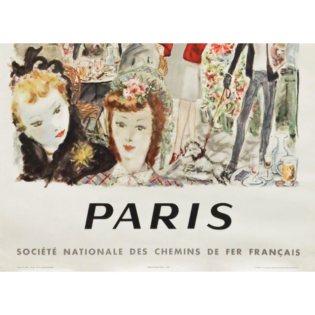 French Country 1962 French Railways Travel Poster, Paris Street Scene For Sale - Image 3 of 4