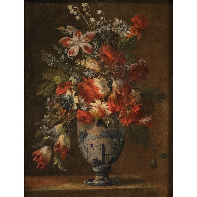 18th Century Francesco Lavagna, Pair of Still Lifes of Flowers Blackboard, 1720, Oil on Canvas For Sale - Image 5 of 16