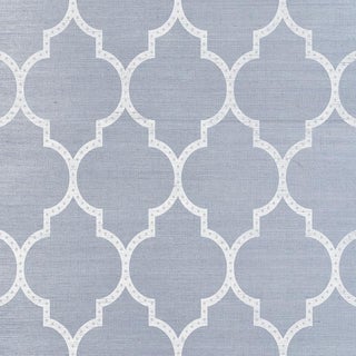 Sample - Schumacher Algiers Sisal Wallpaper in Chambray For Sale