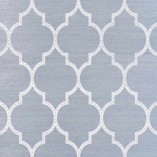 Sample - Schumacher Algiers Sisal Wallpaper in Chambray For Sale