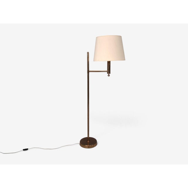 Mid-Century Modern 1960s Bergboms, Swedish Modern, Floor Lamp, Brass, Fabric For Sale - Image 3 of 13
