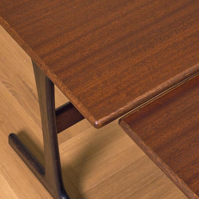 Brown Danish Nesting Tables in Mahogany, 1960s, Set of 3 For Sale - Image 8 of 9