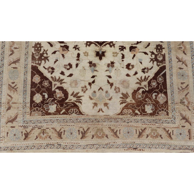 Vintage Oushak Rug With Intricate Medallion in Brown and Ivory 4'8 X 7'2 For Sale - Image 10 of 14
