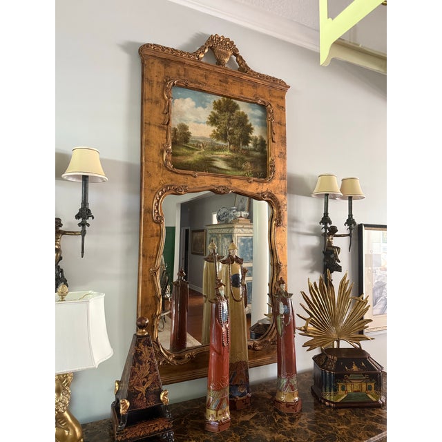 Grand 72" Vintage French Louis XV Style Giltwood Trumeau Mirror For Sale In Jacksonville, FL - Image 6 of 12
