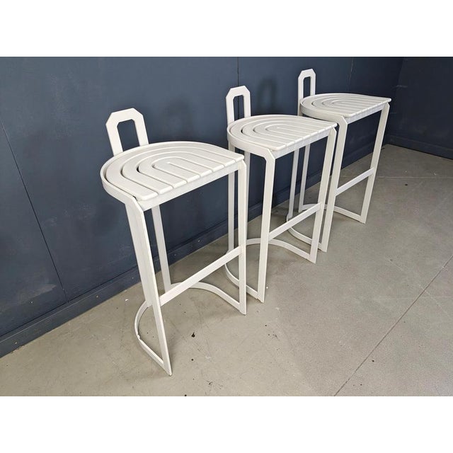 White Vintage Bar Stools from Allmilmö, 1980s, Set of 3 For Sale - Image 8 of 14