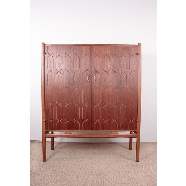 Swedish Napoli Highboard in Teak, Beech and Brass by David Rosén for Nordiska Kompaniet, 1960s, in Flawless conditions....