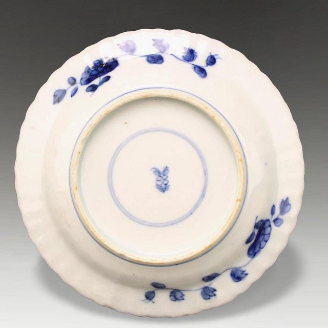 Antique Chinese Kangxi Fluted Blue and White Porcelain Dish, 1700 For Sale - Image 6 of 7