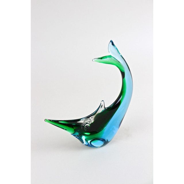 Mid-Century Murano Glass Fish Sculpture in Blue and Green Tones, Italy, 1970 For Sale - Image 11 of 18