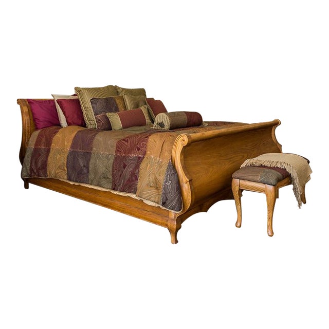 Vintage Oakwood Interiors "Versailles" Solid Oak 9-Piece Bedroom Suite - California King For Sale