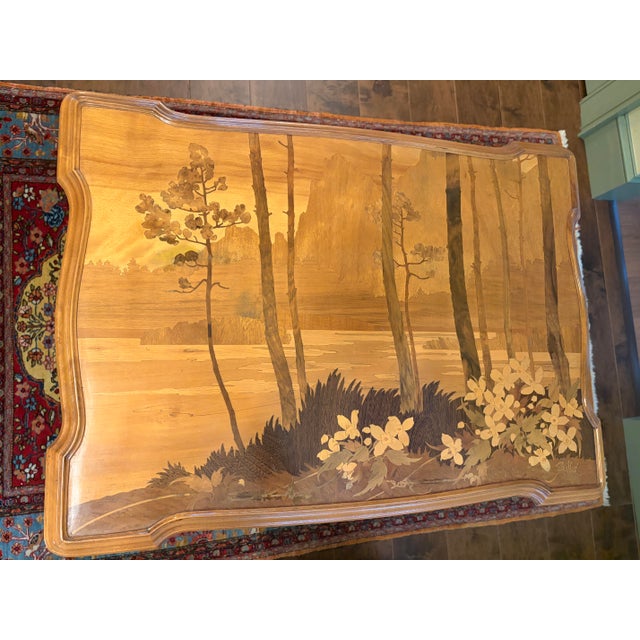 1900 - 1909 Antique Inlaid Marquetry Art Nouveau Table by Émile Gallé For Sale - Image 5 of 12