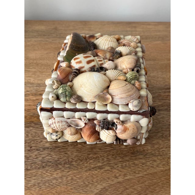 Folk Art 1970s Vintage Seashell Encrusted Box For Sale - Image 3 of 11