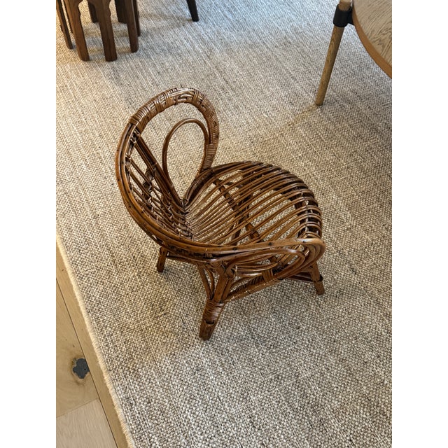 Mid-Century Modern 1960s Italian Rattan/Bamboo Child Sized Mini Hoop Mini Hoop Chair For Sale - Image 3 of 12