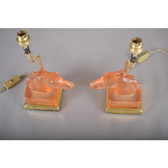 Satin Glass Horse Table Lamps by Le Dauphin, France, 1970s, Set of 2 For Sale - Image 15 of 18