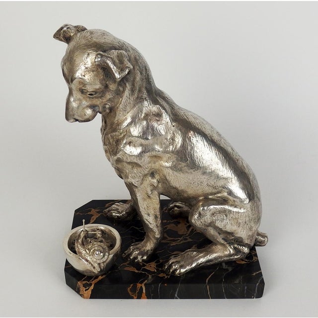 F Coffin, Jack Russell Dog Sculpture, 1920s, Bronze and Marble For Sale - Image 4 of 14