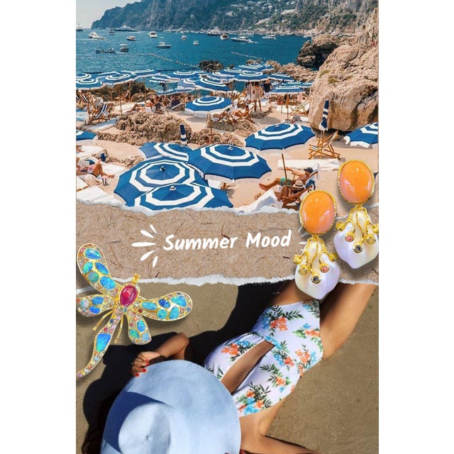 Bochic "Capri" Vintage Ruby, Sapphire, South-sea Pearl Necklace 18K Gold & Silver For Sale - Image 9 of 18