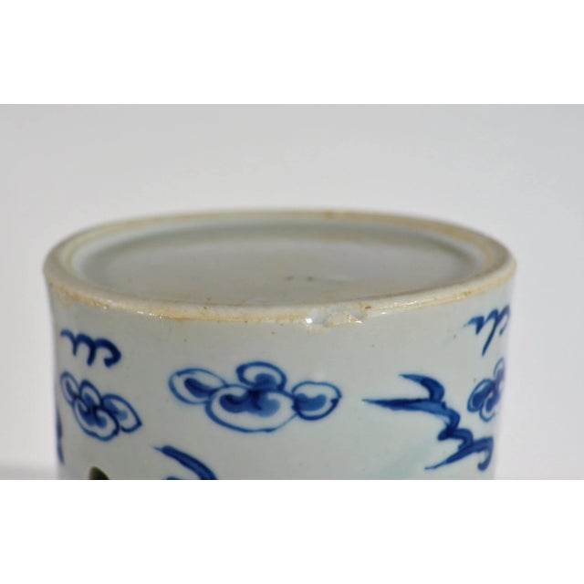 Early 20th Century Qing Style Chinese Blue and White Hat Stand For Sale - Image 9 of 13