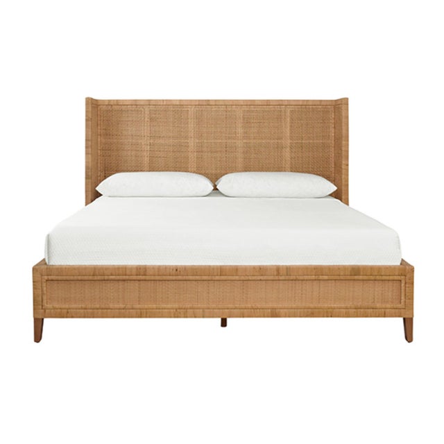 Wood Matthew Izzo Home Dolly King Winged Headboard and Platform in Radio Weave Wrapped Rattan For Sale - Image 7 of 7