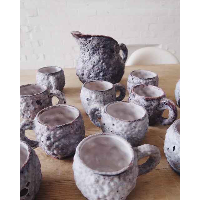 1970s c.a.s. Vietri Fat Lava Ceramic Mug and Pitcher Set, 12 Pieces For Sale - Image 17 of 18