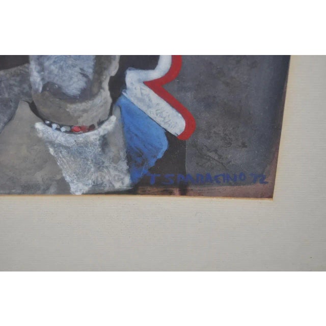 1970s Thomas Sparacino "Family" Mixed Media Painting C.1970s For Sale - Image 5 of 9