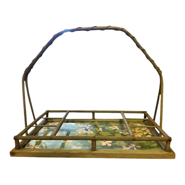 Vintage Wicker Carrying Tray For Sale
