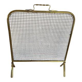 Early 20th Century Brass Framed Fireplace Screen For Sale