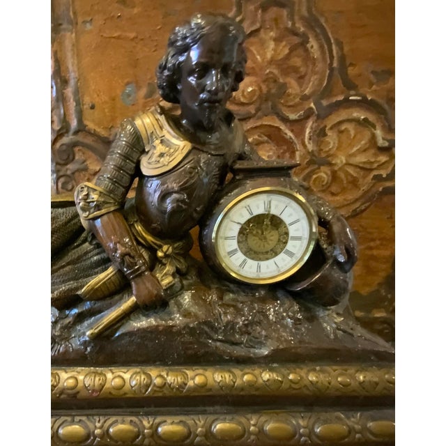 1950s 1950s Statue Mantle Clock, Mid-Evil Knight, Western Germany For Sale - Image 5 of 11