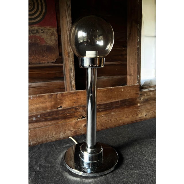 Mid-Century Modern Mid Century Modern 1970's French Chrome & Glass Table Lamp by s.c.e. For Sale - Image 3 of 9