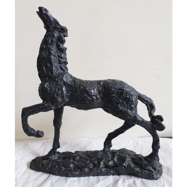 Mid-Century Brutalist Bronze Sculpture of a Horse in great vintage condition. Measures 11" in width, 3" in depth and...