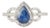 14k White Gold 1.22 Carat Blue Sapphire & Diamond Statement Halo Ring Size 6.5 For Sale